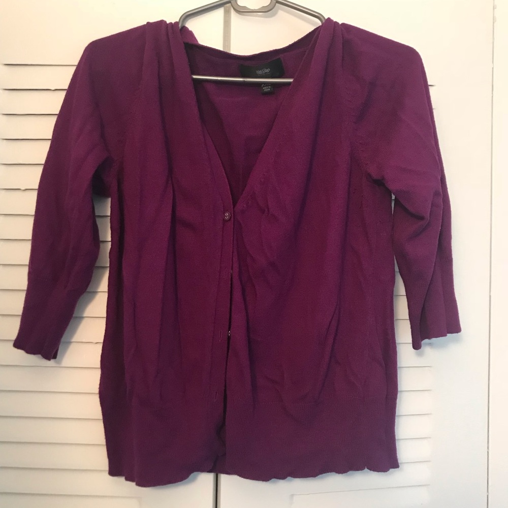 Grape purple cardigan w/ 3/4 sleeve